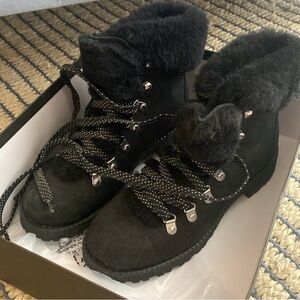 J. Crew Black Winter Boots with Fur Lining